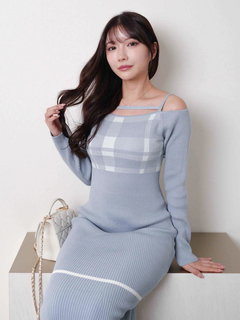 LIP SERVICE(リップサービス) |チェックジャガードオフショルマーメイドワンピース