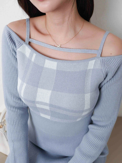 LIP SERVICE(リップサービス) |チェックジャガードオフショルマーメイドワンピース