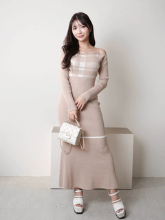 LIP SERVICE(リップサービス) |チェックジャガードオフショルマーメイドワンピース