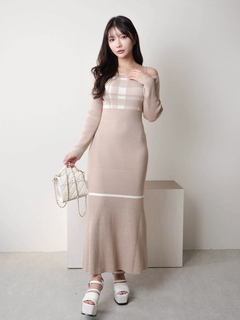 LIP SERVICE(リップサービス) |チェックジャガードオフショルマーメイドワンピース