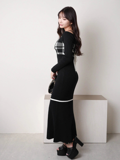 LIP SERVICE(リップサービス) |チェックジャガードオフショルマーメイドワンピース