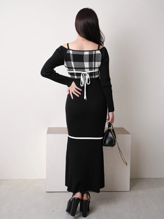 LIP SERVICE(リップサービス) |チェックジャガードオフショルマーメイドワンピース