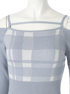 LIP SERVICE(リップサービス) |チェックジャガードオフショルマーメイドワンピース