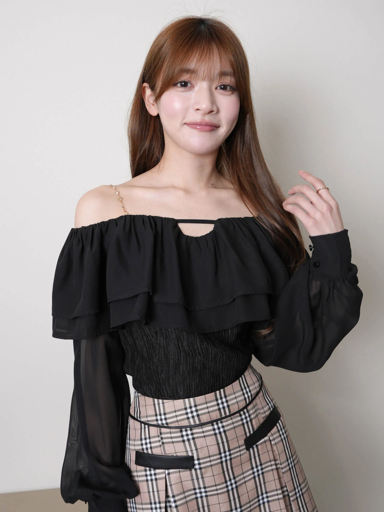 LIP SERVICE(リップサービス) |ジュエルストラップオフショルブラウス