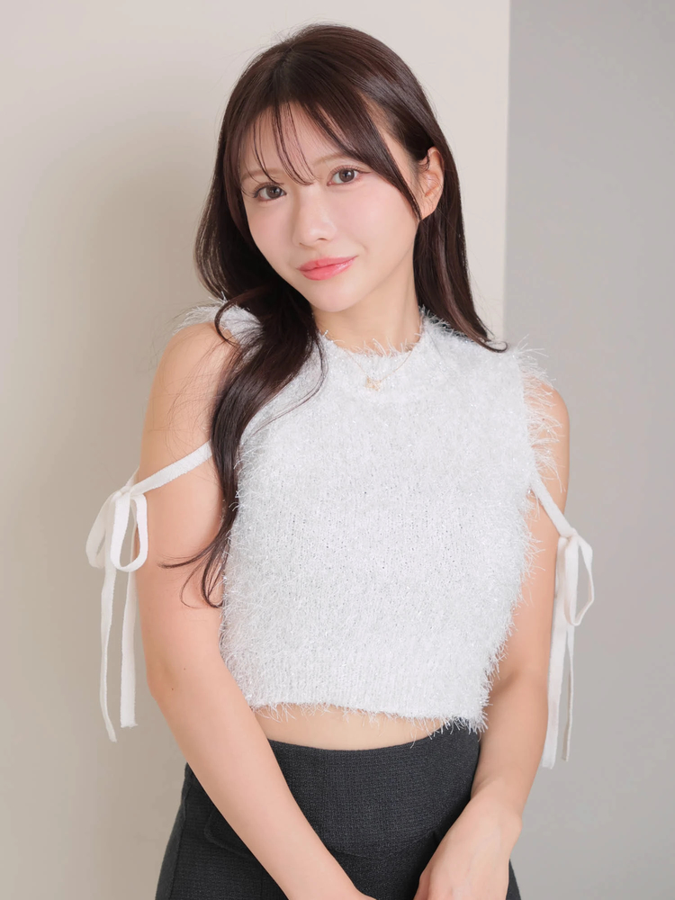 ANDMARY ストライプ ノースリーブ シャギー ニット ANDMARY ストライプ ノースリーブ シャギー ニット トップス