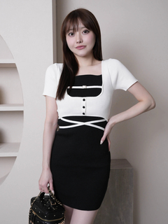 LIP SERVICE(リップサービス) |バイカラーコルセットニットワンピース