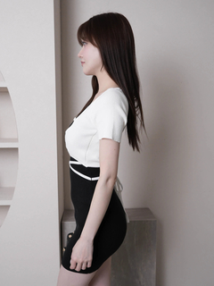 LIP SERVICE(リップサービス) |バイカラーコルセットニットワンピース