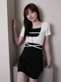 LIP SERVICE(リップサービス) |バイカラーコルセットニットワンピース