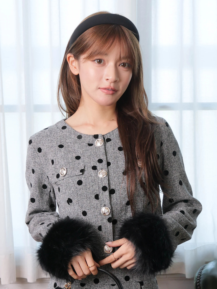 LIP SERVICE(リップサービス) |ファースリーブツイードクロップドジャケット