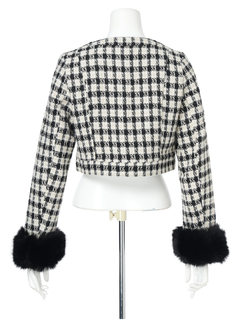 LIP SERVICE(リップサービス) |ファースリーブツイードクロップドジャケット