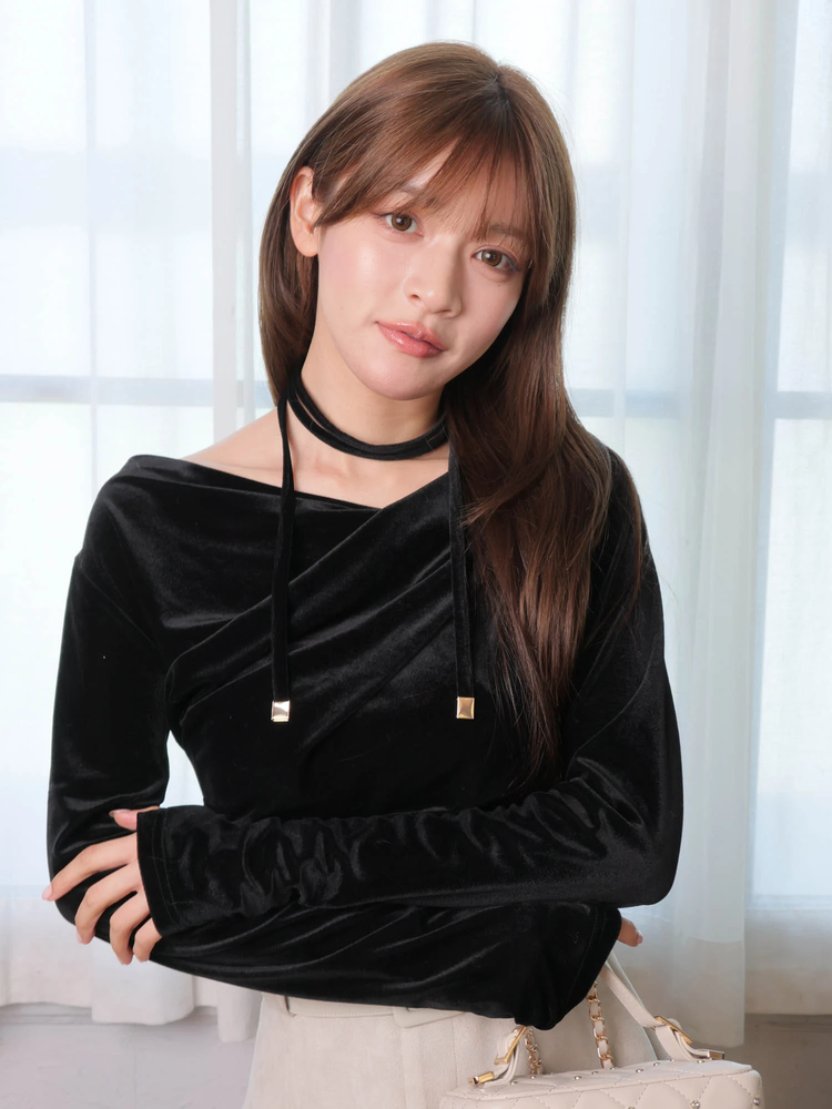 LIP SERVICE(リップサービス) |ベロアドレープチョーカートップス