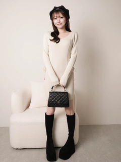 LIP SERVICE(リップサービス) |サイドレーススピンドルニットワンピース