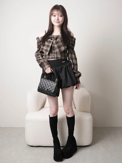 LIP SERVICE(リップサービス) |オフショルリボンチェックシャツトップス