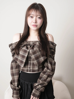 LIP SERVICE(リップサービス) |オフショルリボンチェックシャツトップス