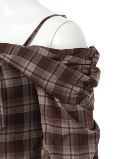 LIP SERVICE(リップサービス) |オフショルリボンチェックシャツトップス