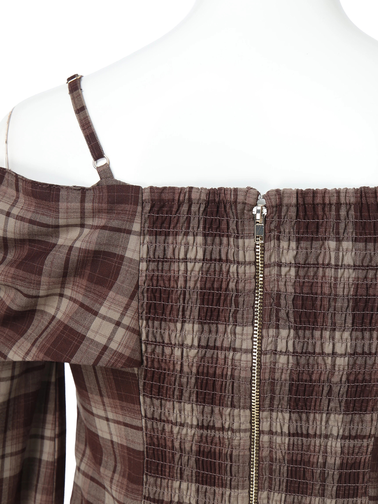 LIP SERVICE（リップサービス）｜ オフショルリボンチェックシャツ