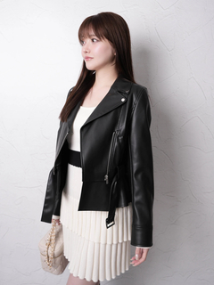 LIP SERVICE(リップサービス) |2wayコンパクトペプラムライダースジャケット