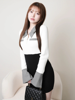 LIP SERVICE(リップサービス) |ダブルカラークラシカルニットワンピース