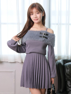 LIP SERVICE(リップサービス) |フェザーオフショルプリーツニットワンピース