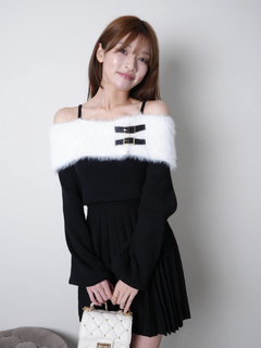 LIP SERVICE(リップサービス) |フェザーオフショルプリーツニットワンピース