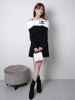 LIP SERVICE(リップサービス) |フェザーオフショルプリーツニットワンピース