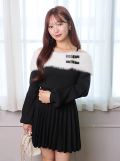 LIP SERVICE(リップサービス) |フェザーオフショルプリーツニットワンピース