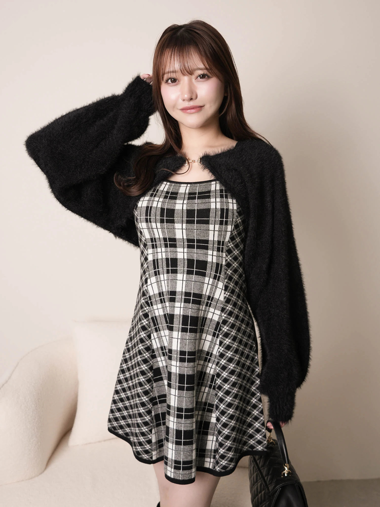 LIP SERVICE(リップサービス) |【形が選べる】フェザーチェックアンサンブルワンピース