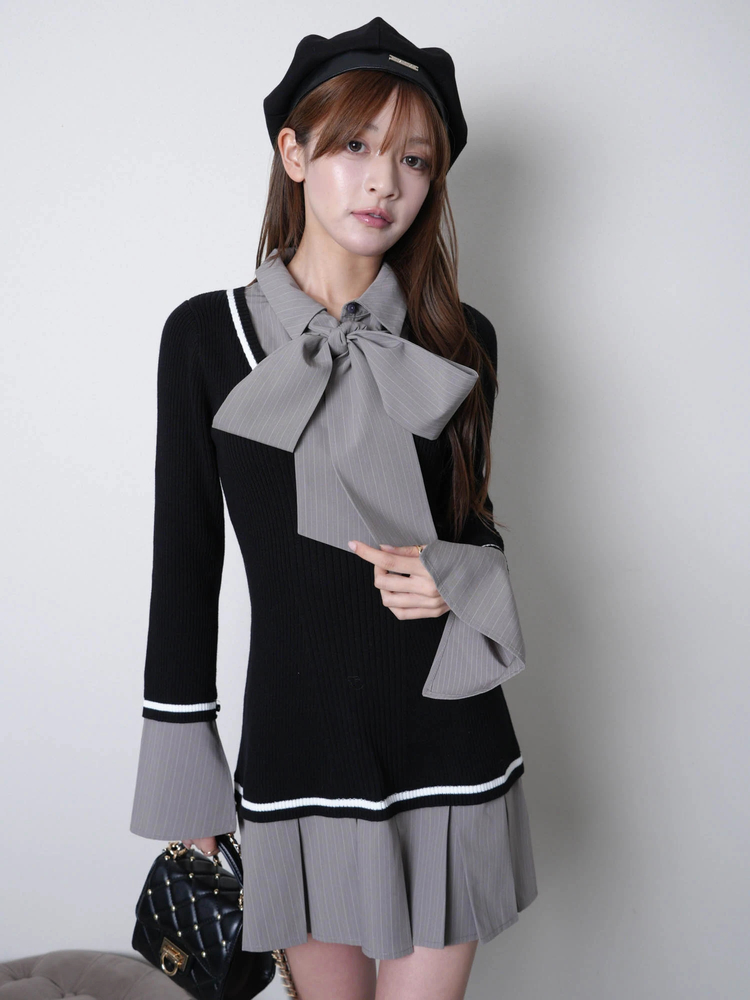 LIP SERVICE(リップサービス) |シャツドッキングプリーツワンピース