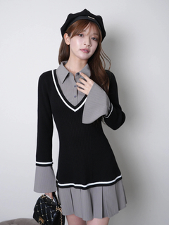 LIP SERVICE(リップサービス) |シャツドッキングプリーツワンピース