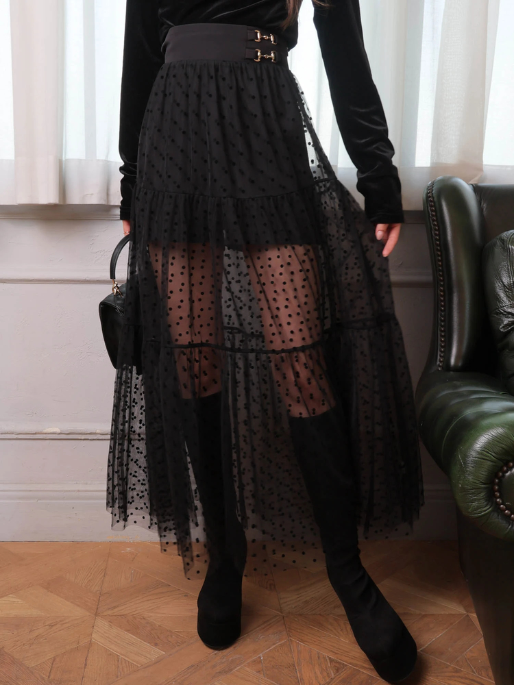 LIP SERVICE(リップサービス) |2wayショーパン付チュールフレアスカート