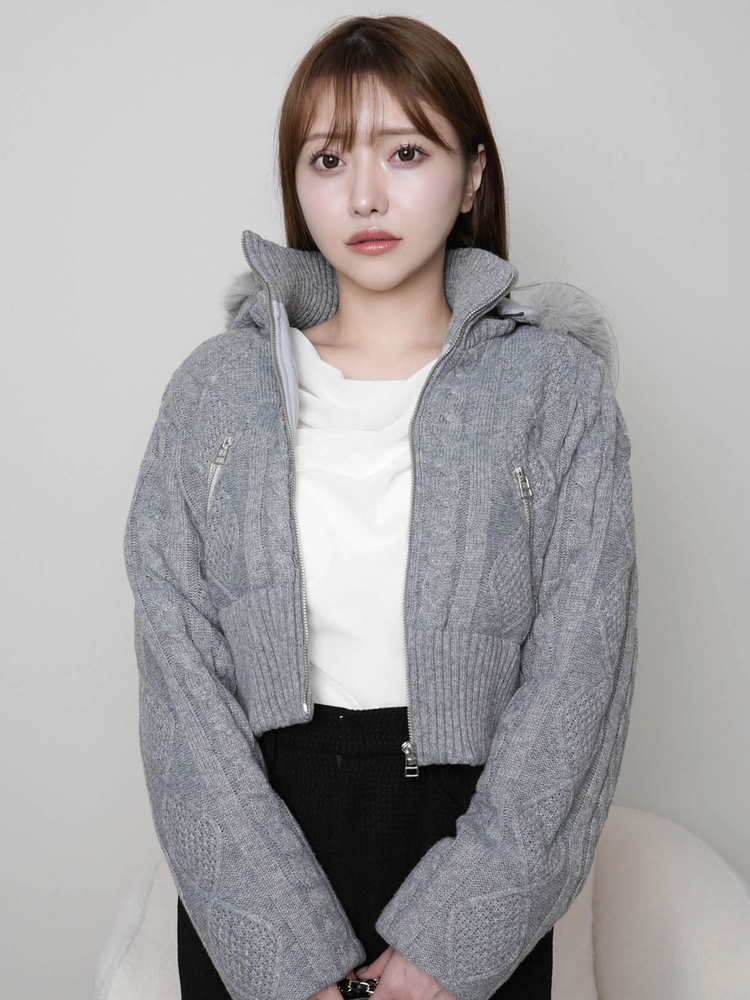 LIP SERVICE(リップサービス) |ウォームケーブルニット中綿ジャケット