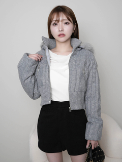 LIP SERVICE(リップサービス) |ウォームケーブルニット中綿ジャケット