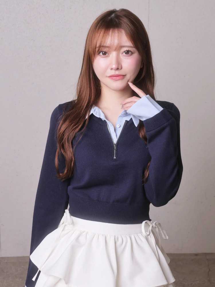 LIP SERVICE(リップサービス) |2wayシャツレイヤードニットトップス