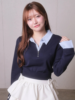 LIP SERVICE(リップサービス) |2wayシャツレイヤードニットトップス