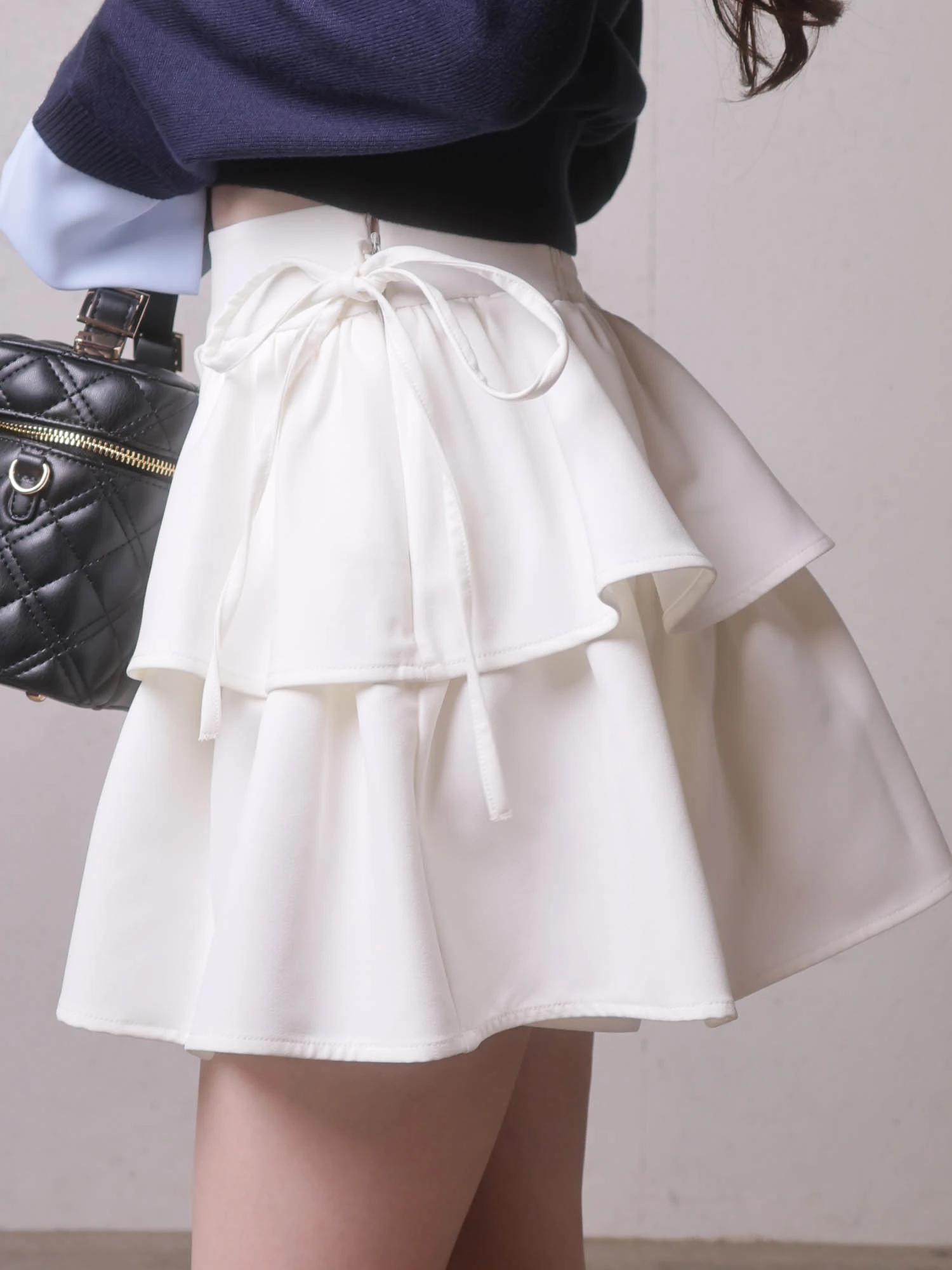 コットンフリルリボンティアードミニスカート コットンフリルリボンティアードミニスカート コットンフリル