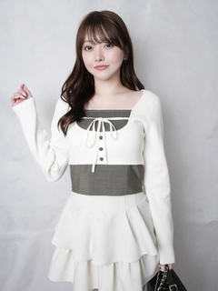 LIP SERVICE(リップサービス) |コルセットチェックトップス