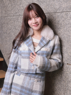 LIP SERVICE(リップサービス) |ファーカラーシャギーチェックジャケット