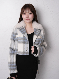 LIP SERVICE(リップサービス) |ファーカラーシャギーチェックジャケット