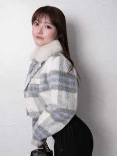 LIP SERVICE(リップサービス) |ファーカラーシャギーチェックジャケット