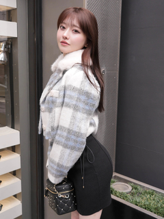 LIP SERVICE(リップサービス) |ファーカラーシャギーチェックジャケット