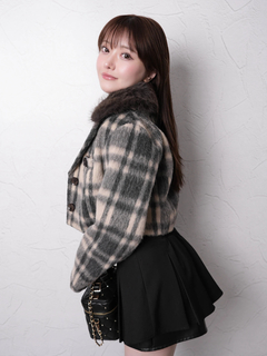 LIP SERVICE(リップサービス) |ファーカラーシャギーチェックジャケット