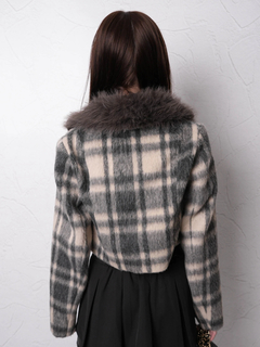 LIP SERVICE(リップサービス) |ファーカラーシャギーチェックジャケット