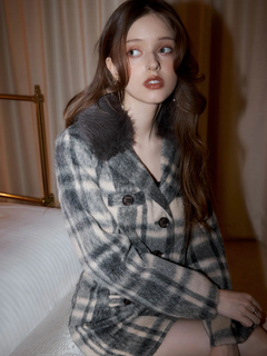 LIP SERVICE(リップサービス) |ファーカラーシャギーチェックジャケット