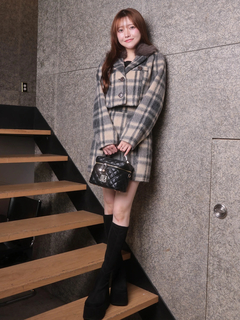 LIP SERVICE(リップサービス) |ファーカラーシャギーチェックジャケット