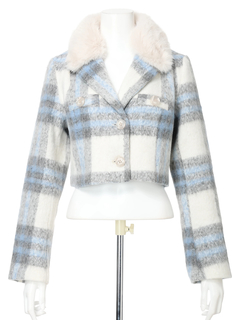 LIP SERVICE(リップサービス) |ファーカラーシャギーチェックジャケット