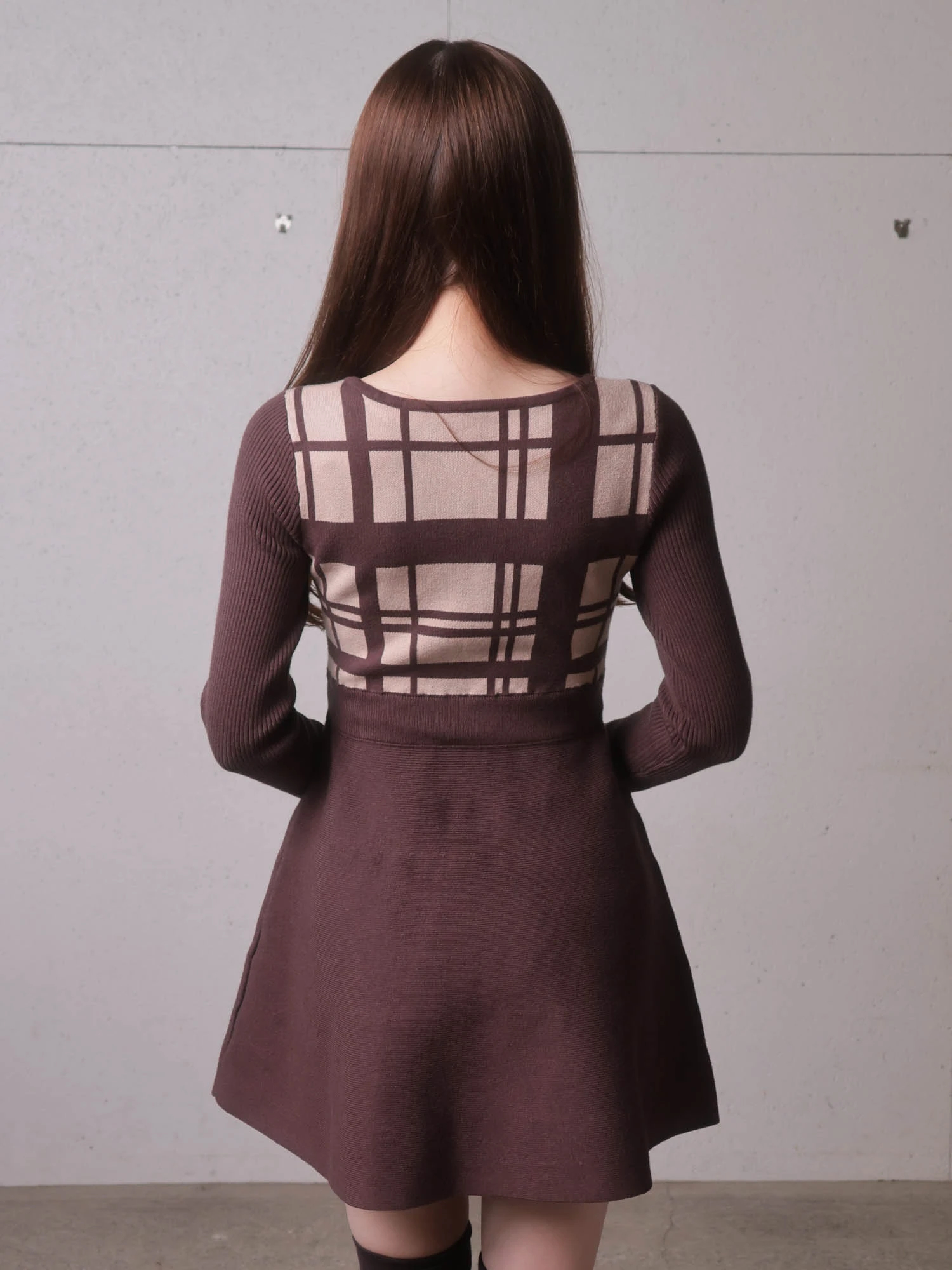 LIP SERVICE(リップサービス)| LPチェックフレアニットワンピース LIP SERVICE(リップサービス)| LPチェックフレアニットワンピース