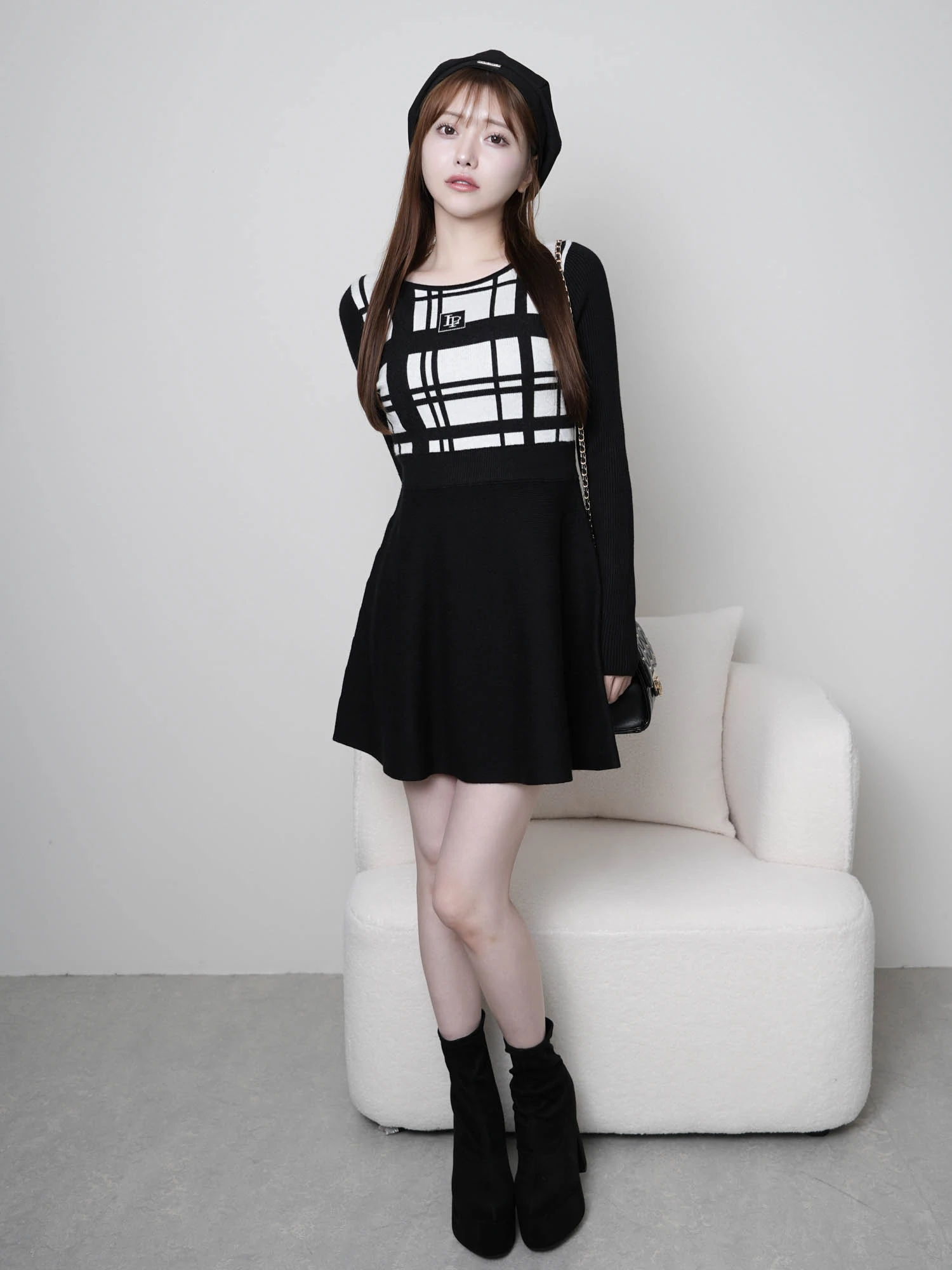 LIP SERVICE（リップサービス）｜ LPチェックフレアニットワンピース