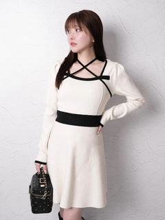 LIP SERVICE(リップサービス) |バックリボンバイカラーフレアワンピース