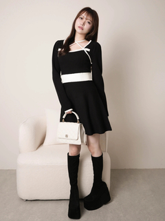 LIP SERVICE(リップサービス) |バックリボンバイカラーフレアワンピース