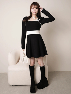 LIP SERVICE(リップサービス) |バックリボンバイカラーフレアワンピース